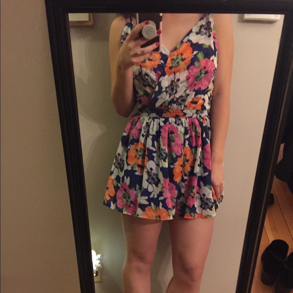 Royal Blue Floral Romper